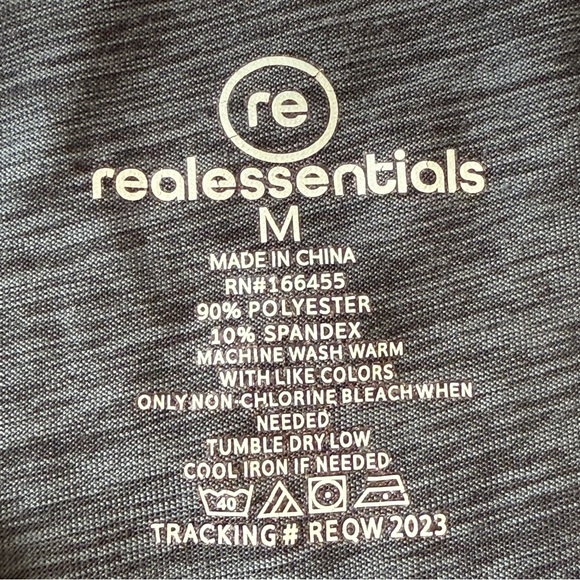 Re Realessentials Charcoal Long Sleeve Activewear Tee Size M - Picture 4 of 6